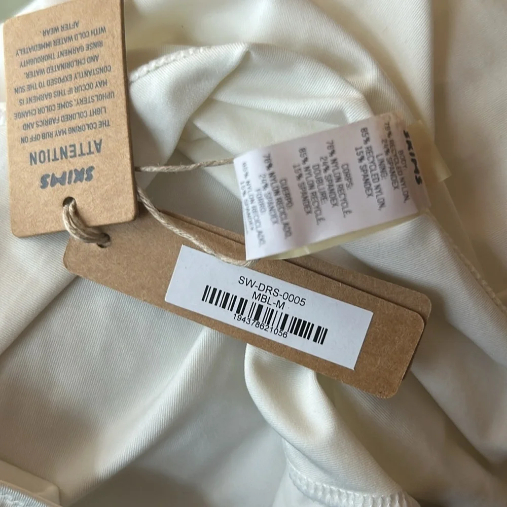 SKIMS (B10) Signature Swim Tank Dress Marble White NWT Size M